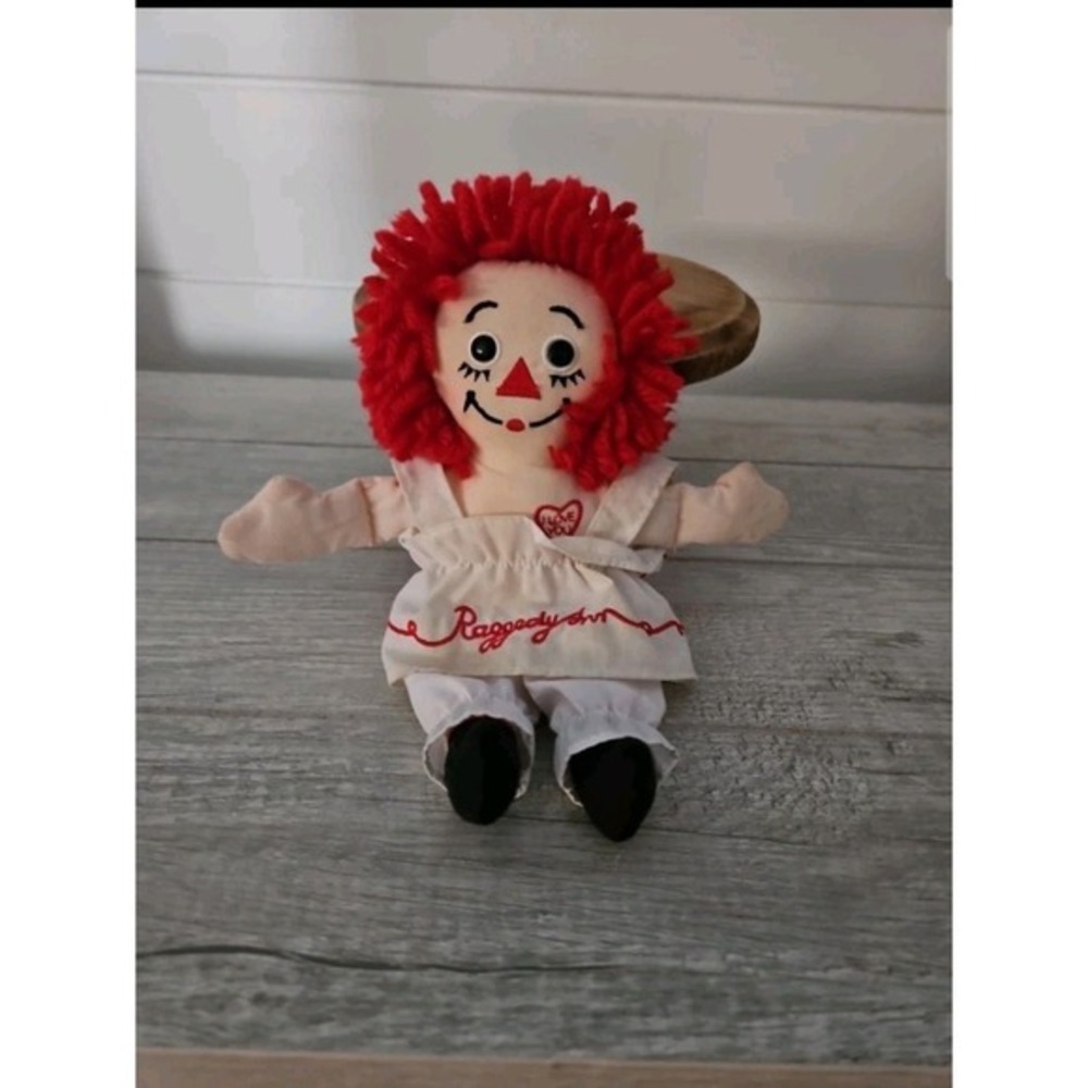 Vintage Applause Raggedy Ann Plush Doll Stuffed Toy 12" Red Yarn Hair Apron